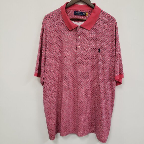 Polo Ralph Lauren Mens Logo Print Polo Size 3XB Pink Golf Preppy Equestrian - Picture 1 of 9